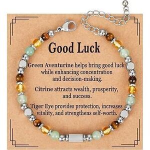 Good Luck Bracelet For Women Gifts Crystals Karma Luc Vibes Only Green